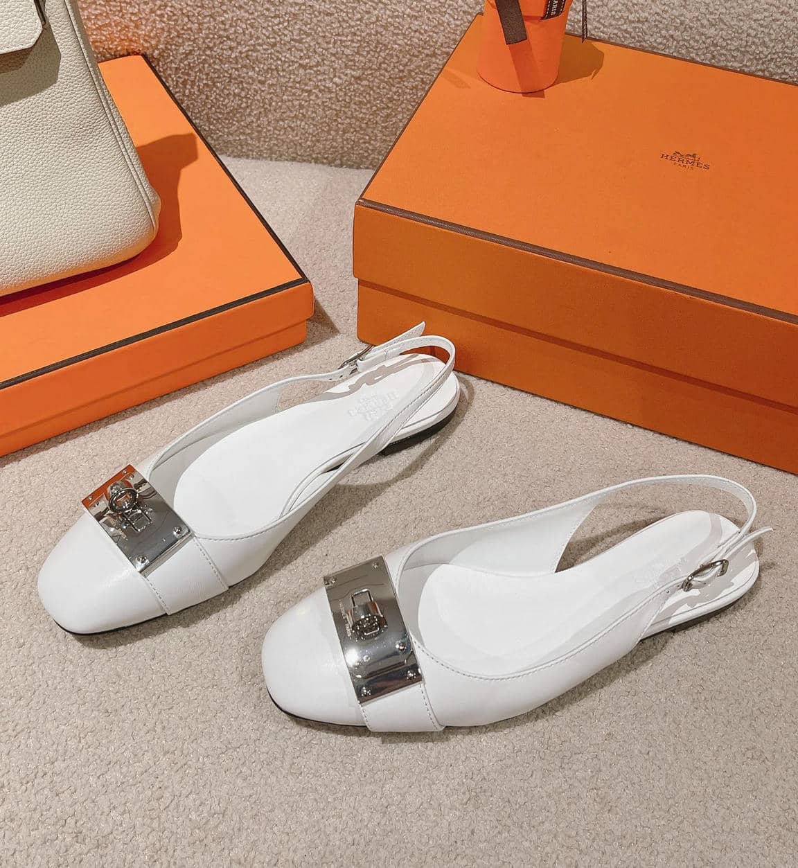 Hermes Kelly buckle slingback ballet flats-2